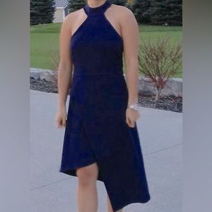 ASOS asymmetrical high neck dress Navy US6